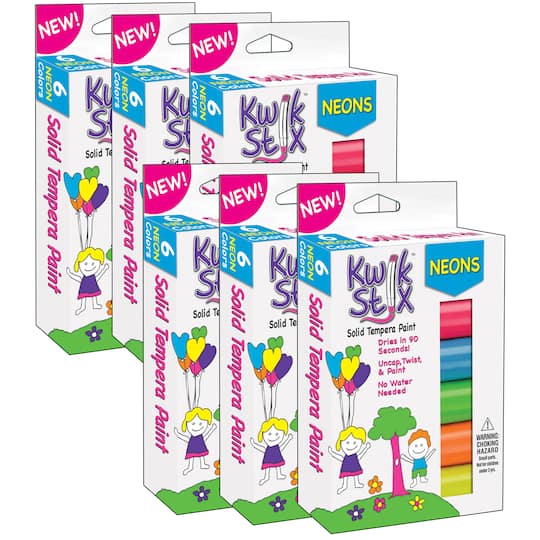 Kwik Stix™ 6 Neon Color Solid Tempera Paint Sticks Set, 6ct.